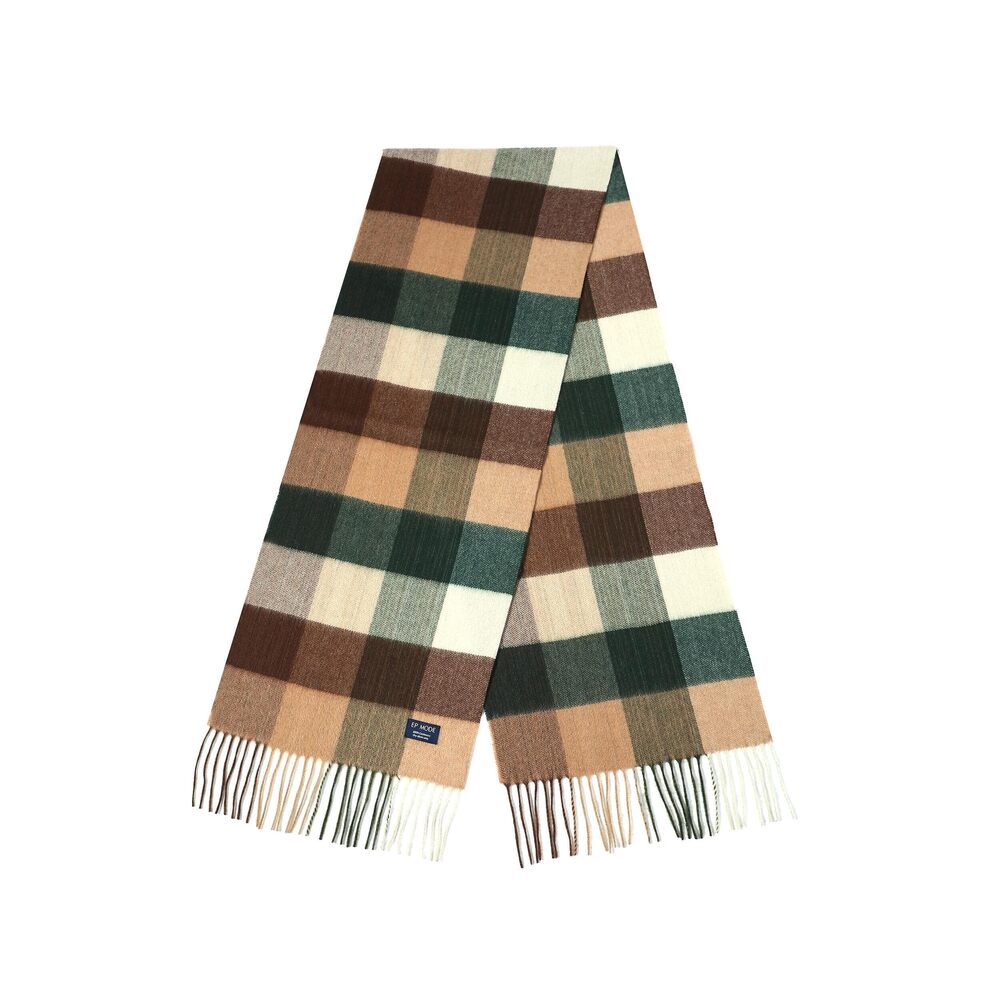 9194 100% Cashmere Scarf, Classic Plaid Design & Gift-Ready Packaging Green